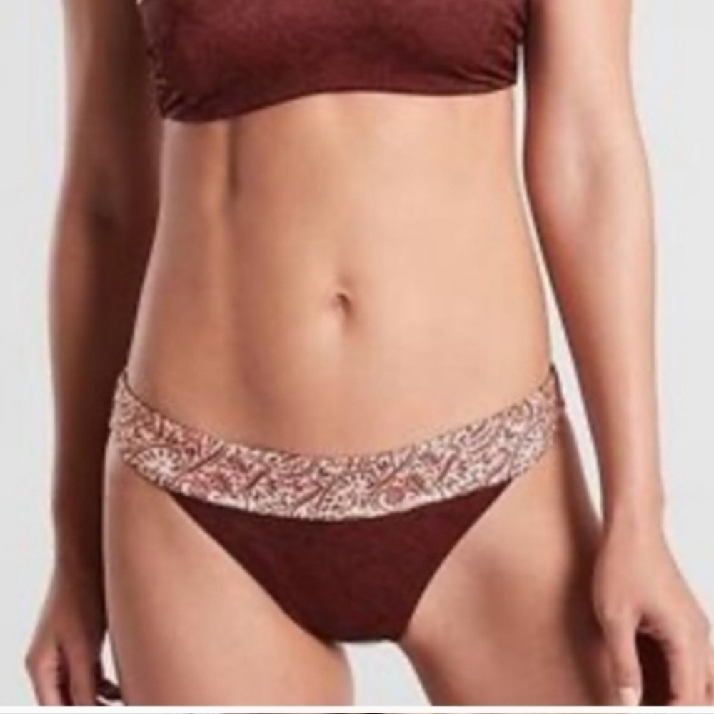Athleta Women’s Size S Bikini Bottom Aqualuxe Batik Mid Rise